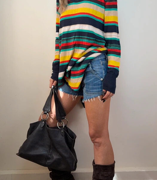 Wallis Linen Cotton Green Rainbow Stripe Oversized Asymmetrical Top XL UK18-20 lightweight jumper