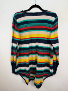 Wallis Linen Cotton Green Rainbow Stripe Oversized Asymmetrical Top XL — photo 4 of 8