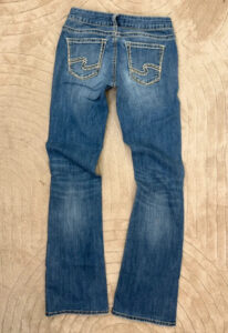 Silver Womens Low rise 8” Bootcut Flared Jeans W26 L33 UK 8 Embroidered Stitch - Image 5