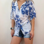 Vintage H&M Woman Blue Floral Blouse Button Shirt UK14 EU42 Cottagecore Boho Soft Girl