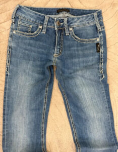 Silver Womens Low rise 8” Bootcut Flared Jeans W26 L33 UK 8 Embroidered Stitch - Image 8