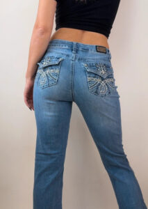 Earl Jeans Low rise 8.5” Embellished Rhinestone Bootcut Jeans
