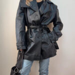 New York & Company Mens Leather Glossy Black Belted Midi Trench Coat XL UK 16–18