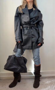 New York & Company Men's Leather Glossy Black Belted Midi Trench Coat XL — photo 2 of 15