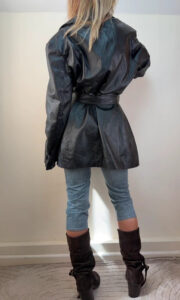 New York & Company Men's Leather Glossy Black Belted Midi Trench Coat XL — photo 3 of 15