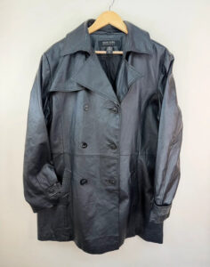 New York & Company Men's Leather Glossy Black Belted Midi Trench Coat XL — photo 5 of 15