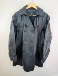 New York & Company Men's Leather Glossy Black Belted Midi Trench Coat XL — photo 9 of 15