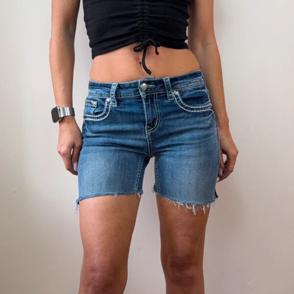 Grace in LA womens Embroidered Bermuda low Shorts jeans W25 uk8/S Y2K Western