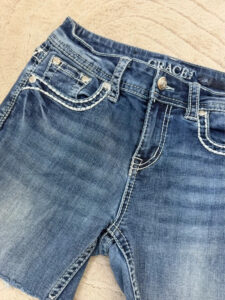 Grace in LA womens Embroidered Bermuda low Shorts jeans — photo 10 of 12