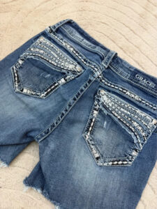 Grace in LA womens Embroidered Bermuda low Shorts jeans — photo 12 of 12