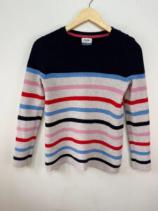 Heyton Womens Pure 100% Merino Wool Striped Crewneck Fitted Jumper UK 8–10 - Image 3