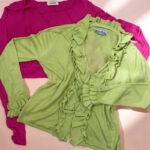 Marble & Louche womens Knitwear Bundle Ruffle Cardigan Pink Green UK12-14 M - Image 2