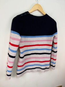 Heyton Womens Pure 100% Merino Wool Striped Crewneck Fitted Jumper UK 8–10 - Image 6