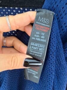 M&S womens Navy Open Knit Crochet V-Neck Long sleeve Top — photo 7 of 11