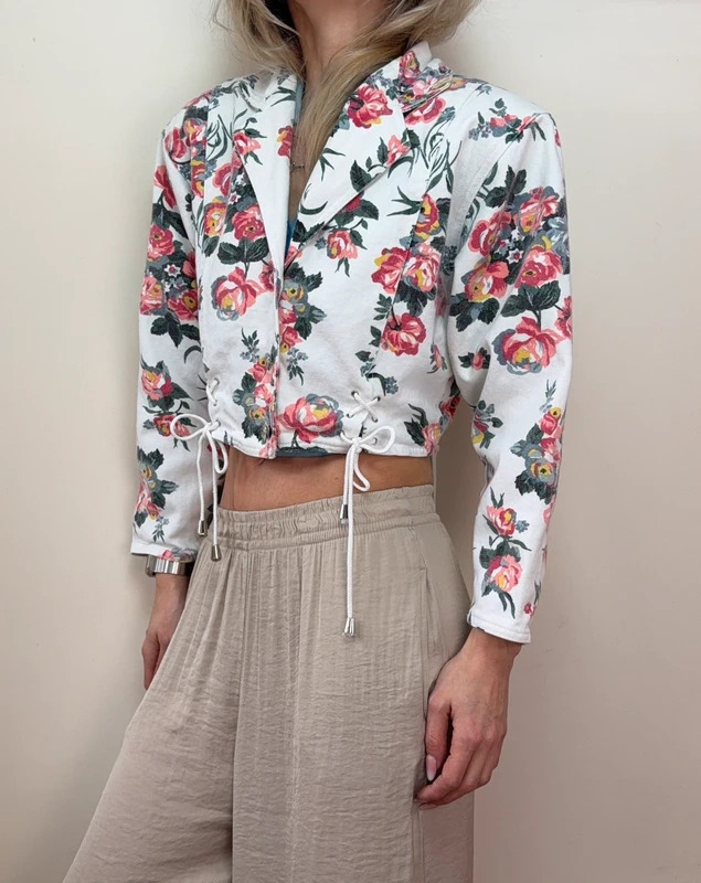 p1-15.jpg Cote a Cote Women's Y2K Floral Corset Lace-Up Cropped Denim Blazer Jacket