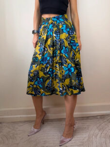 Vintage Wallis Women's Floral Full Midi Pleated Skirt