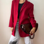 Lucia Womens Vintage Burgundy Red Virgin Wool Longline Blazer Jacket UK12/M 90s