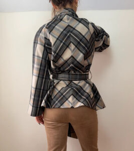 Zara Women's Wool Plaid Belted Jacket Brown Tartan Coat — photo 2 of 15