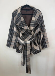 Zara Women's Wool Plaid Belted Jacket Brown Tartan Coat — photo 3 of 15