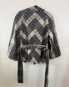 Zara Women's Wool Plaid Belted Jacket Brown Tartan Coat — photo 4 of 15