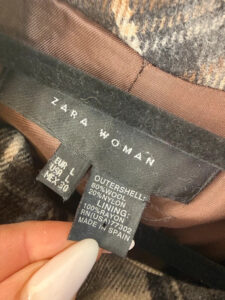 Zara Women's Wool Plaid Belted Jacket Brown Tartan Coat — photo 5 of 15