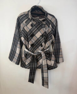 Zara Women's Wool Plaid Belted Jacket Brown Tartan Coat — photo 7 of 15