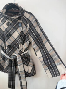 Zara Women's Wool Plaid Belted Jacket Brown Tartan Coat — photo 8 of 15