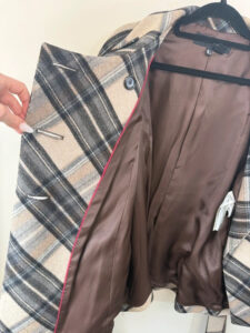 Zara Women's Wool Plaid Belted Jacket Brown Tartan Coat — photo 12 of 15
