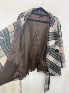 Zara Women's Wool Plaid Belted Jacket Brown Tartan Coat — photo 13 of 15