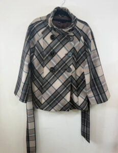 Zara Women's Wool Plaid Belted Jacket Brown Tartan Coat — photo 14 of 15