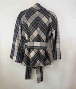 Zara Women's Wool Plaid Belted Jacket Brown Tartan Coat — photo 15 of 15