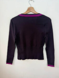 Fenn Wright Manson Womens Purple Pink Bow Knit Fitted Jumper Boatneck Top UK10/S - Image 3