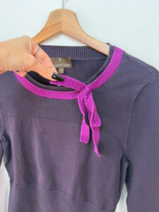 Fenn Wright Manson Womens Purple Pink Bow Knit Fitted Jumper Boatneck Top UK10/S - Image 5