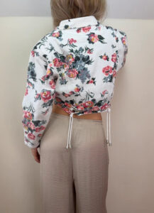Cote a Cote Women's Y2K Floral Corset Lace-Up Cropped Denim Blazer Jacket — photo 3 of 14