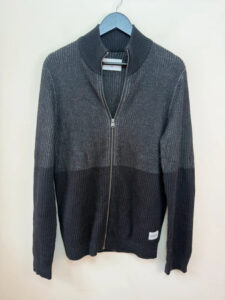 Jack & Jones Men's Black Ribbed Zip Chunky Cardigan High Neck Jumper M Casual — photo 2 of 11