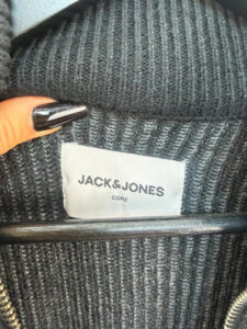 Jack & Jones Men's Black Ribbed Zip Chunky Cardigan High Neck Jumper M Casual — photo 5 of 11