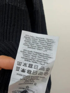 Label on a Jack & Jones piece, M