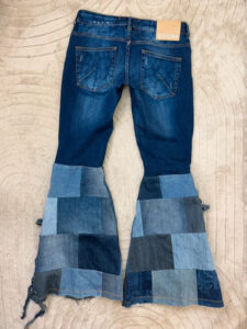 Galliano Women Custom Patchwork Flare Charm Lace-up Low Rise 7.5” Jeans W28/UK10 - Image 7