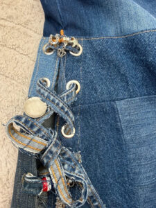 Galliano Women Custom Patchwork Flare Charm Lace-up Low Rise 7.5” Jeans W28/UK10 - Image 14
