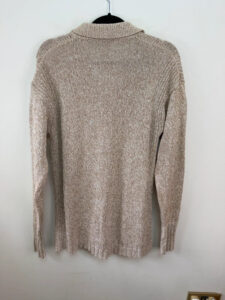 Vintage St Michael Silk Cotton Beige Chunky Knit Button Cardigan Jacket — photo 4 of 8