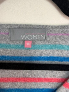 John Lewis Women's pure 100% cashmere striped V-neck fitted grey jumper — photo 8 of 9