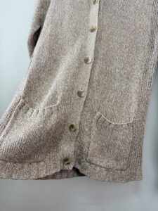 Vintage St Michael Silk Cotton Beige Chunky Knit Button Cardigan Jacket — photo 6 of 8