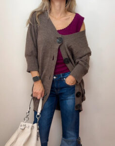 Benetton Women's Alpaca Wool Oversized Slouchy Button Cardigan Brown