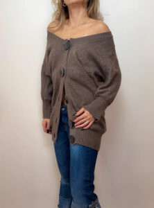 Benetton Women's Alpaca Wool Oversized Slouchy Button Cardigan Brown — photo 2 of 8