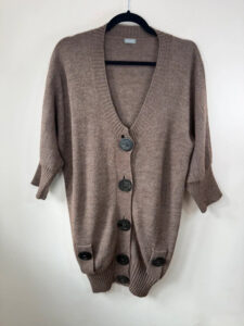 Benetton Women's Alpaca Wool Oversized Slouchy Button Cardigan Brown — photo 3 of 8