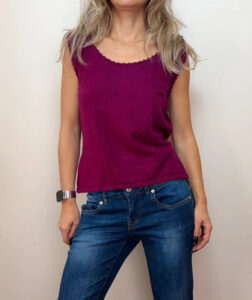 Denock Designs Women's Purple 100% cashmere Beaded Knit Fitted Tank Top — photo 2 of 8