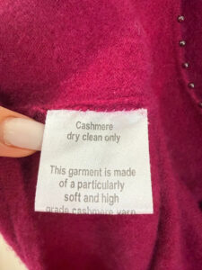 Label on a Denock Designs piece, UK 12
