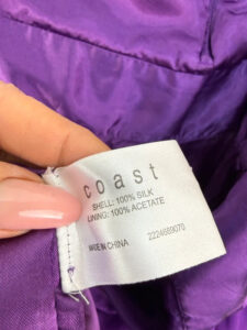 Label on a Coast piece, UK 8