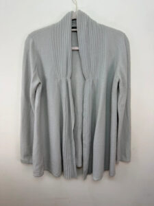Jaeger Women's 100% Cashmere Grey Ribbed Tie Front Open Front Cardigan — photo 3 of 7