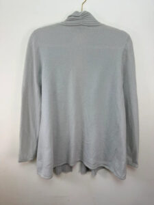 Jaeger Women's 100% Cashmere Grey Ribbed Tie Front Open Front Cardigan — photo 4 of 7